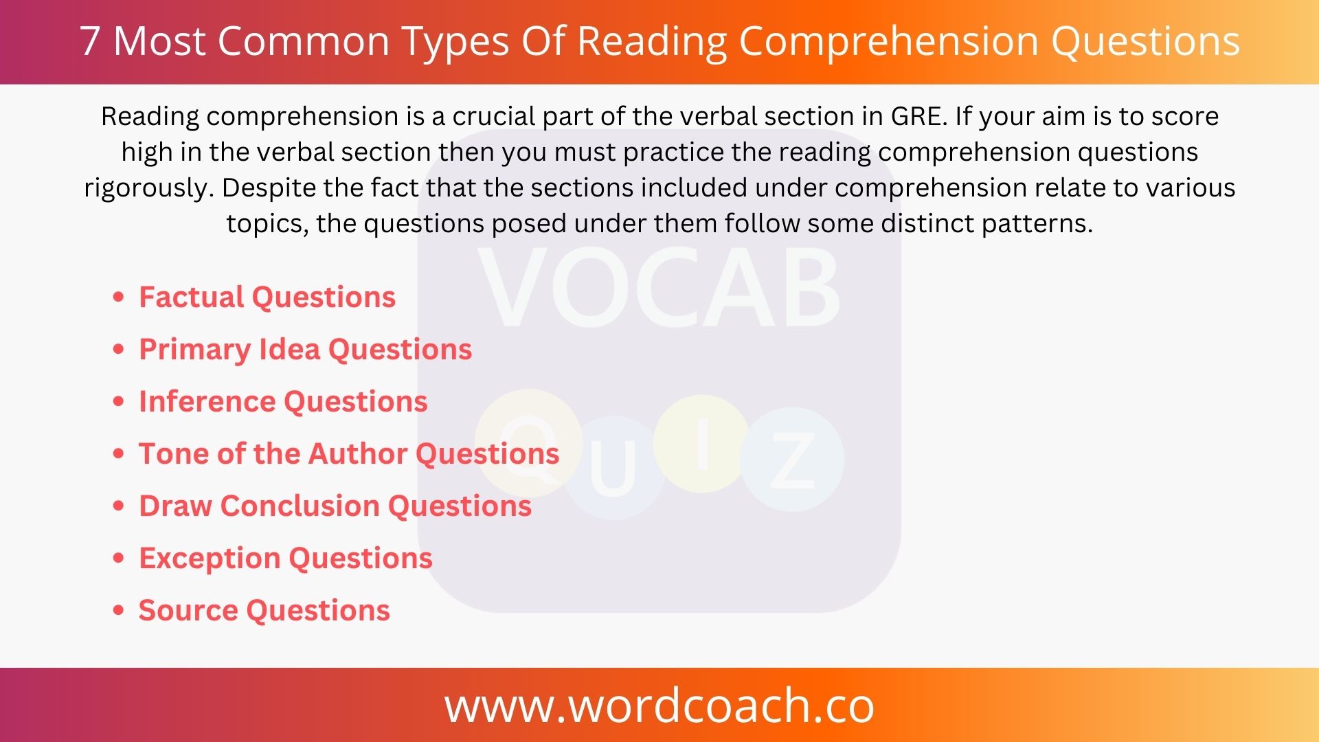 7 Most Common Types Of Reading Comprehension Questions