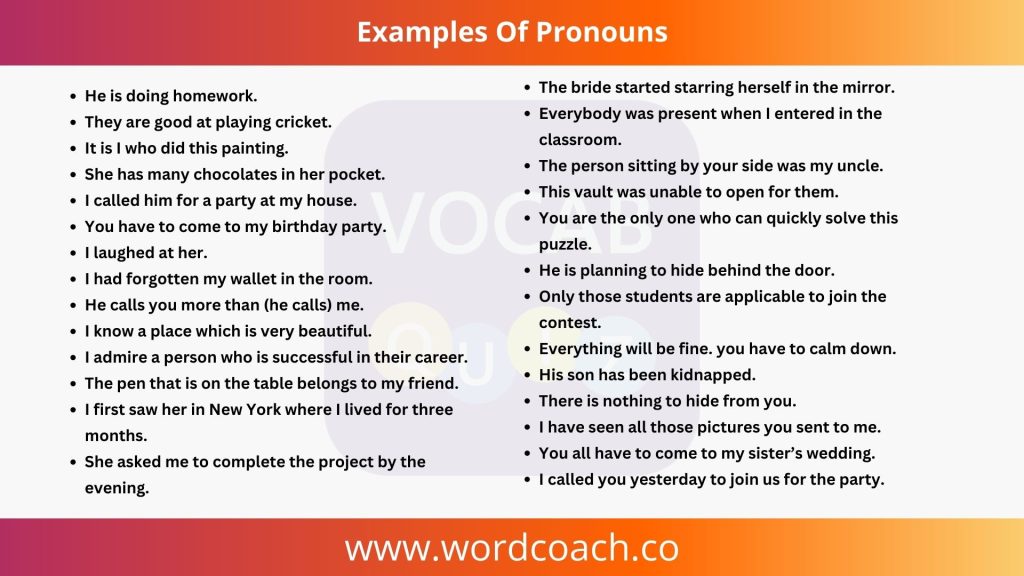 Examples Of Pronouns - wordcoach.co