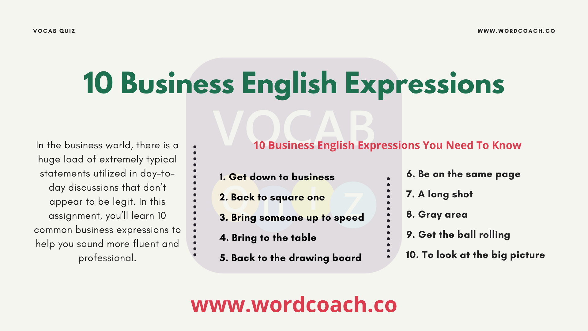10 Business English Expressions - wordcoach.co