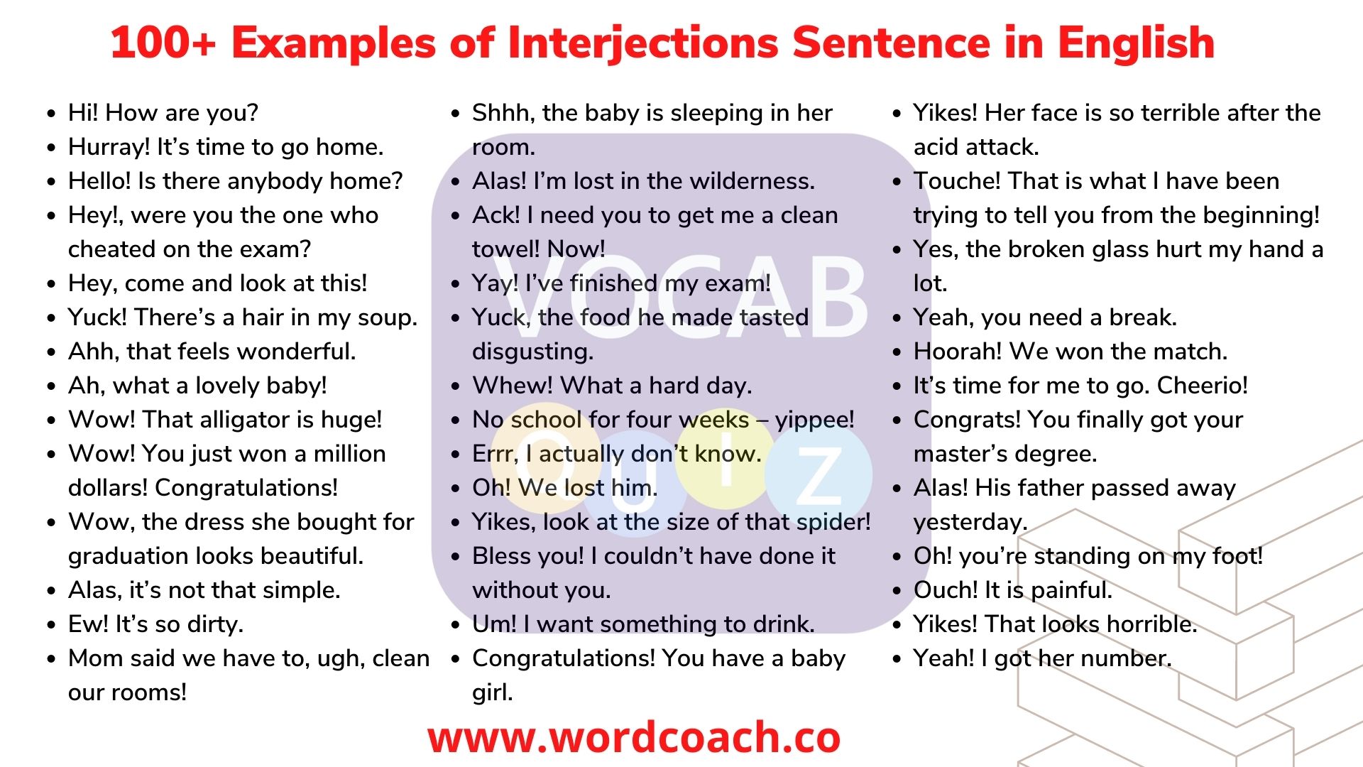100+ Examples of Interjections Sentence in English - wordcoach.co