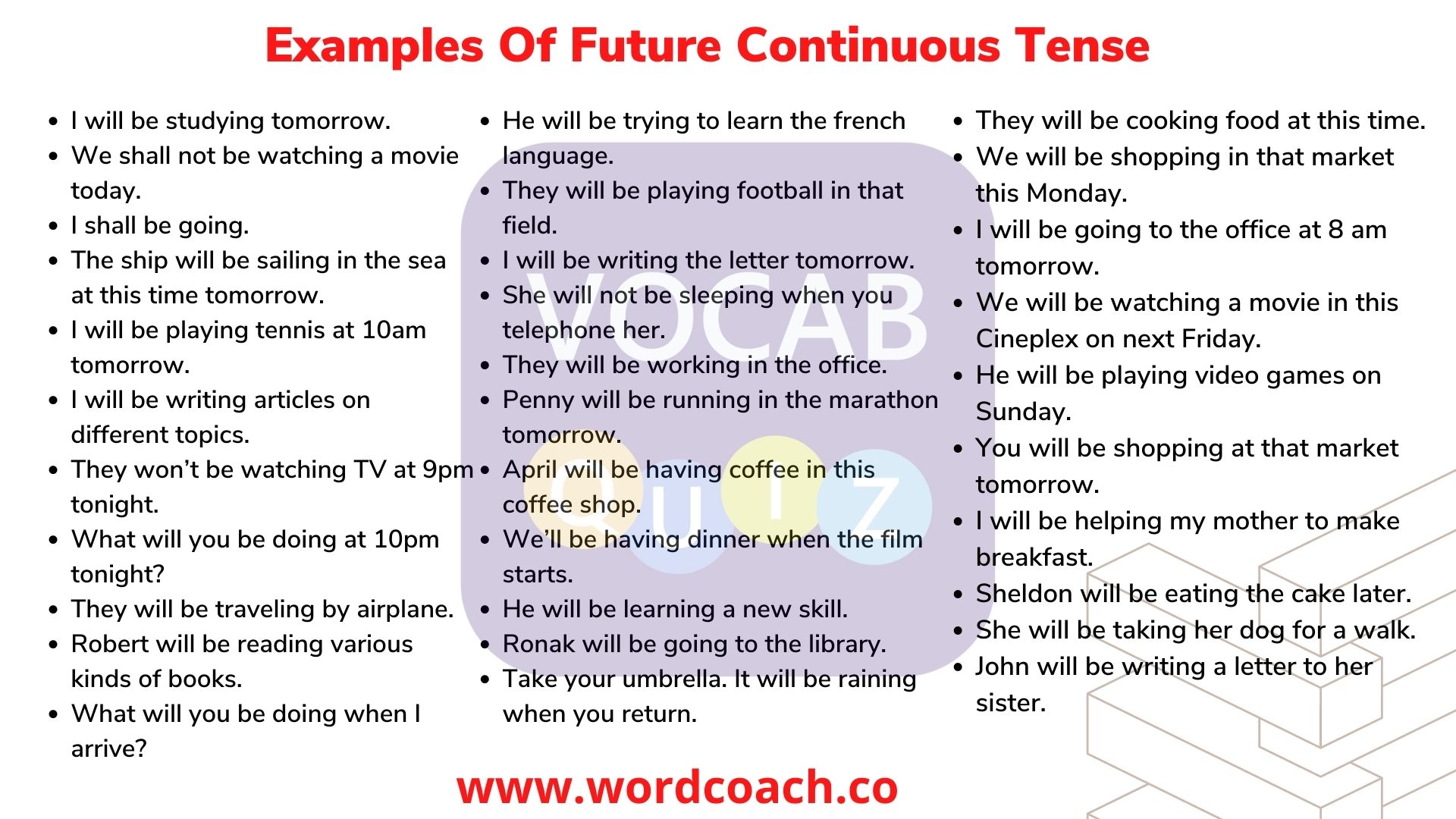 Examples Of Future Continuous Tense - wordcoach.co