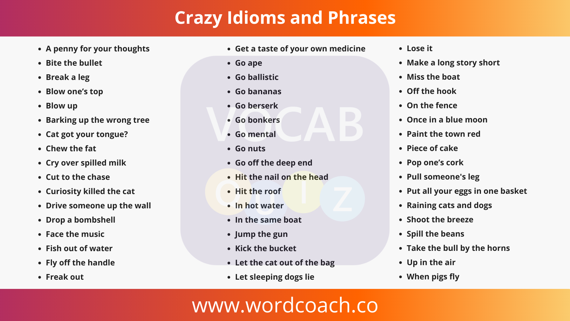 Crazy Idioms and Phrases - wordcoach.co