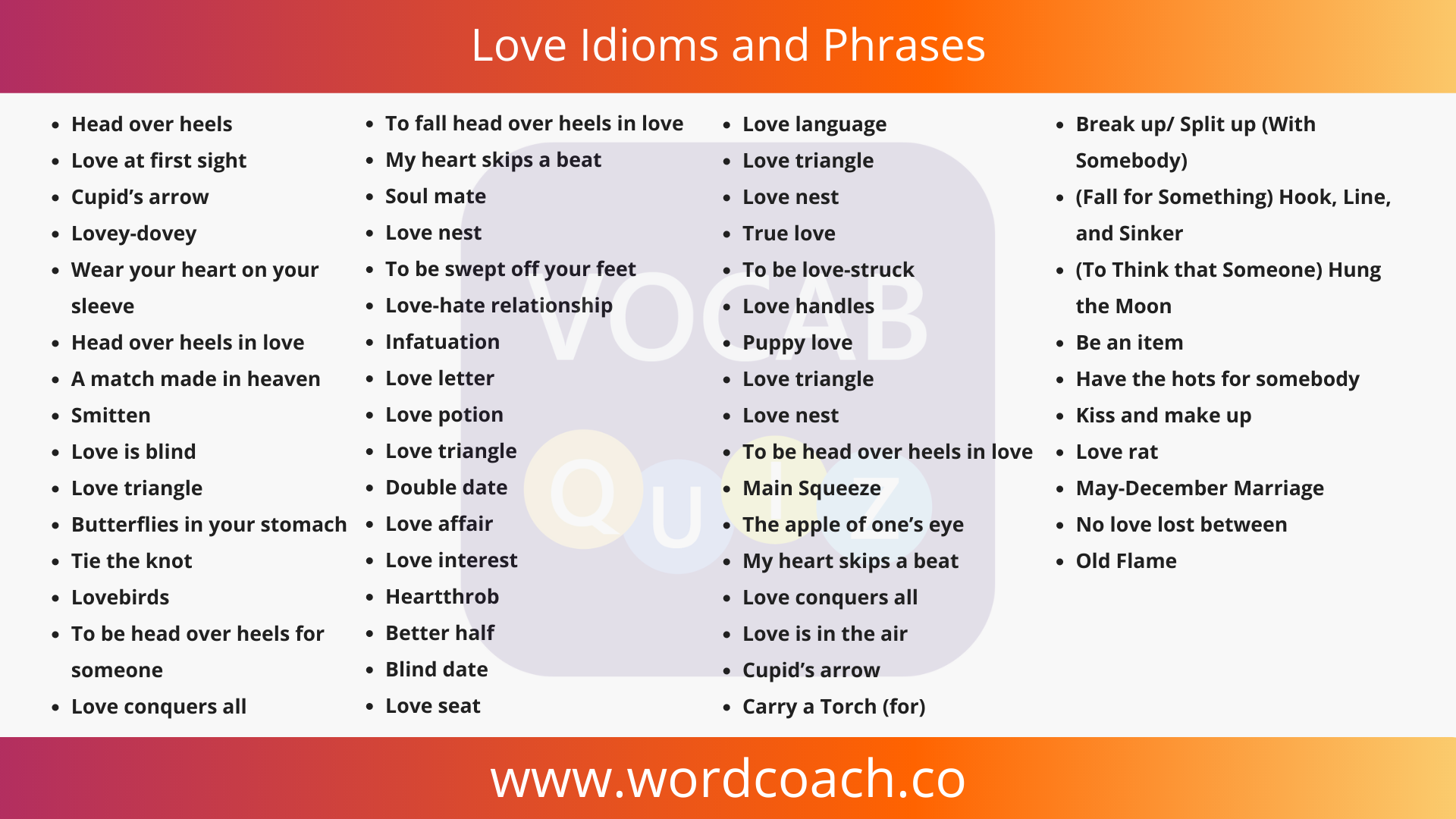Love Idioms and Phrases - wordcoach.co